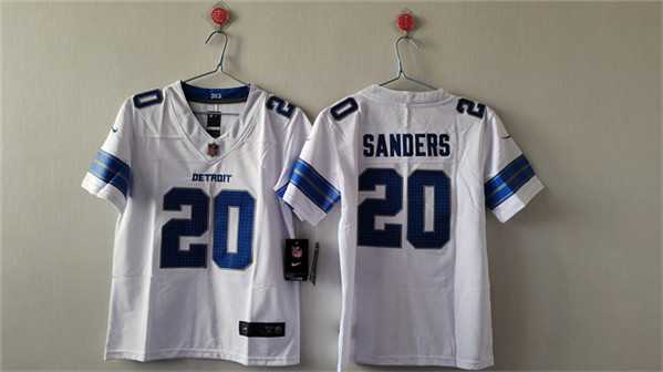 Womens Detroit Lions #20 Barry Sanders White Vapor Stitched Jersey